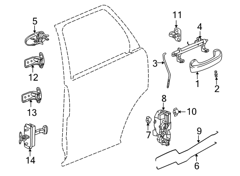2002 Saturn Vue Rear Door - Lock & Hardware Diagram
