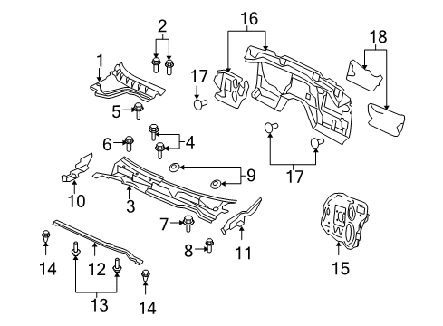 2009 Pontiac G8 Cowl Diagram