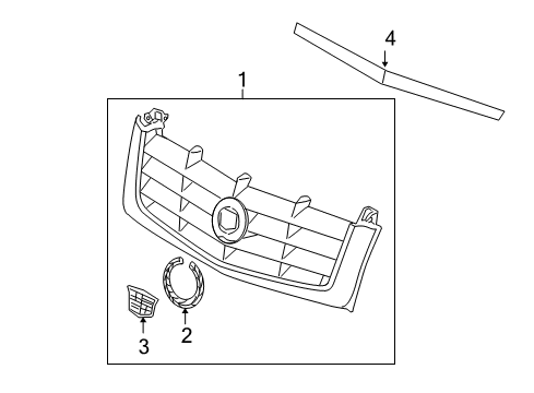 2002 Cadillac Escalade Grille & Components Diagram