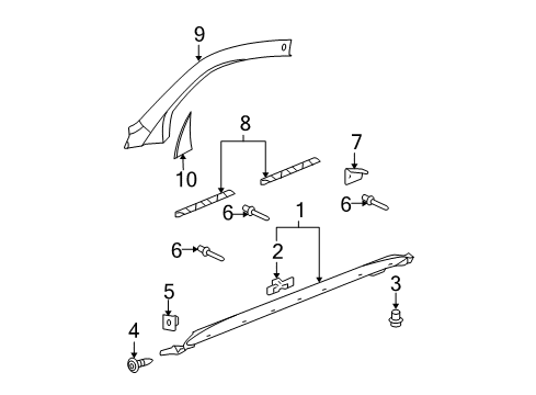 2005 Chevy Equinox Exterior Trim - Pillars, Rocker & Floor Diagram