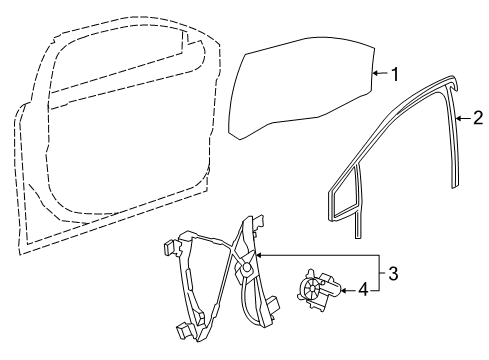 2019 Chevy Cruze Front Door - Glass & Hardware Diagram