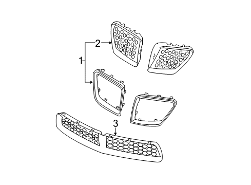 2009 Pontiac G8 Grille & Components Diagram 1 - Thumbnail