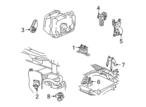 2001 Pontiac Grand Am Engine & Trans Mounting Diagram 1 - Thumbnail