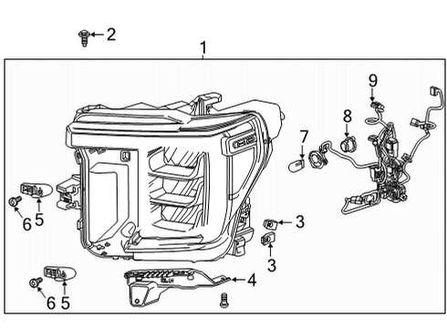 2020 GMC Sierra 2500 HD Headlamp Components Diagram 2 - Thumbnail
