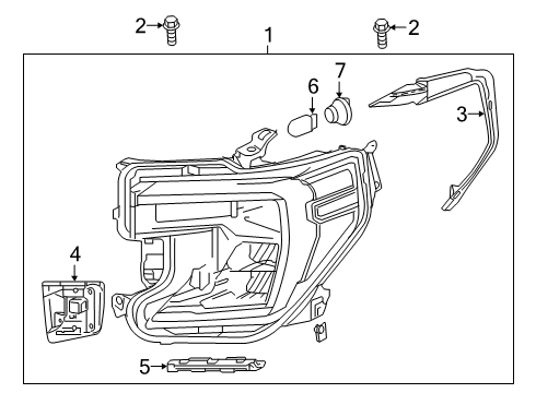 2022 GMC Sierra 1500 Headlamp Components Diagram 2 - Thumbnail