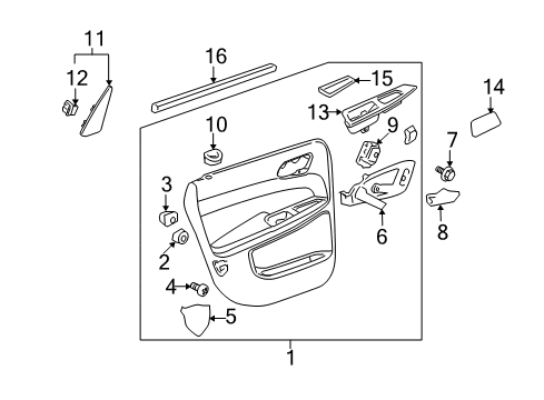 2007 Chevy Impala Interior Trim - Rear Door Diagram
