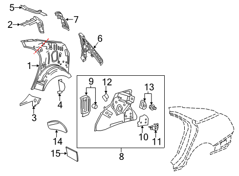 2017 Cadillac CTS Inner Structure - Quarter Panel Diagram