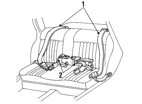 1989 Chevy Beretta Belt & Retractor, Driver Side Diagram for 12393485