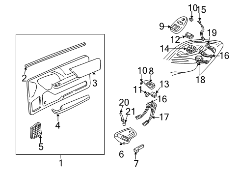 1999 Chevy Camaro Interior Trim - Door Diagram