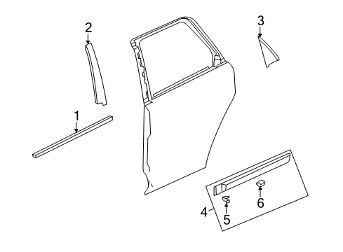 2008 Saturn Vue Exterior Trim - Rear Door Diagram 1 - Thumbnail