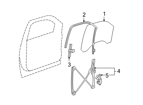 2012 GMC Yukon XL 1500 Front Door - Glass & Hardware Diagram