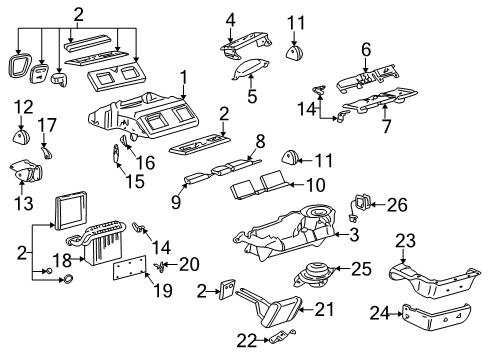 2005 Pontiac Bonneville A/C Evaporator & Heater Components Diagram