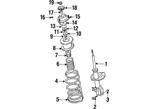 1999 Chevy Metro Struts & Components - Front Diagram