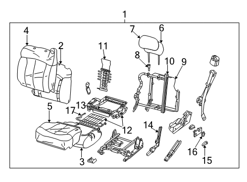 2004 GMC Yukon XL 1500 Front Seat Components Diagram 2 - Thumbnail