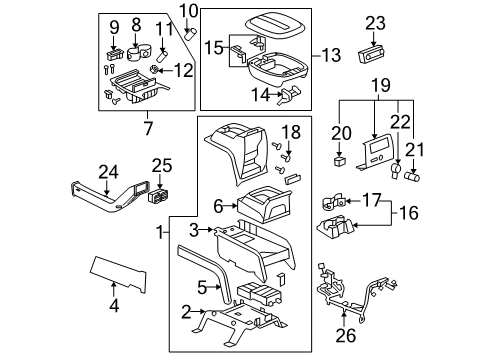 2012 Cadillac Escalade EXT Center Console Diagram