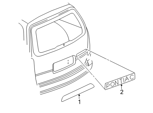 1997 Pontiac Trans Sport Nameplate, Rear Diagram for 10272386