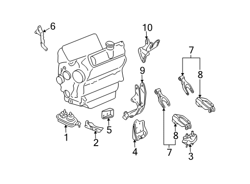 2007 Chevy Monte Carlo Engine & Trans Mounting Diagram 1 - Thumbnail
