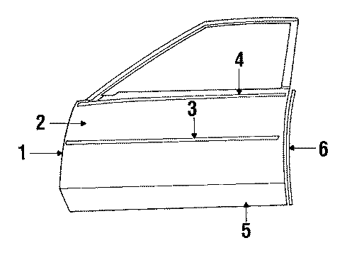 1985 Cadillac Seville Molding, Front Upper Diagram for 20237686