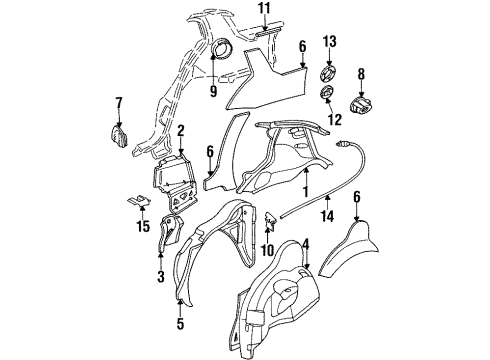 1998 Pontiac Grand Am Inner Components - Quarter Panel Diagram 2 - Thumbnail