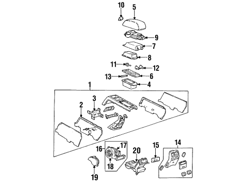 1997 Cadillac Eldorado Console Assembly Diagram for 12371870