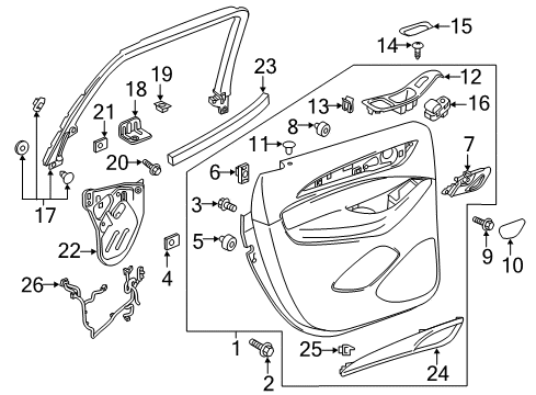 2022 Buick Enclave Interior Trim - Rear Door Diagram
