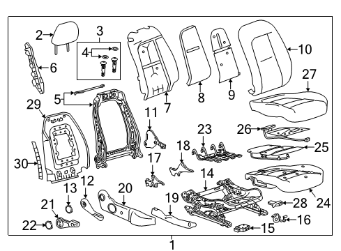 2020 Chevy Bolt EV Occupant Sensor, Front Passenger Side Diagram for 42711723