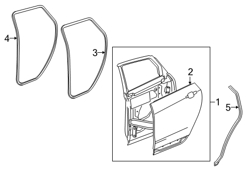2023 Cadillac XT5 Rear Weatherstrip, Driver Side Diagram for 23198119