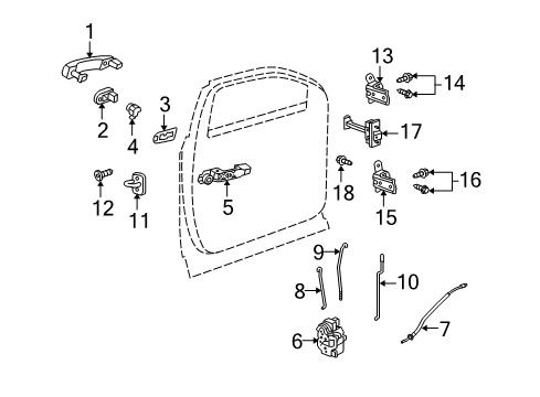 2017 Chevy Equinox Front Door - Lock & Hardware Diagram