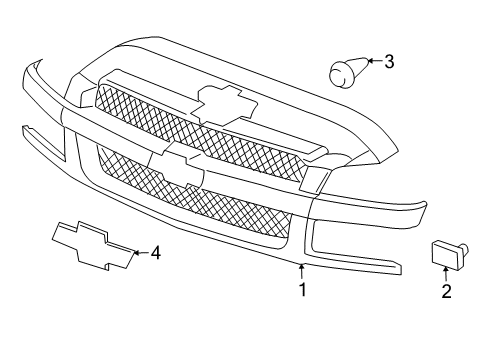 2002 Chevy Avalanche 2500 Grille & Components Diagram