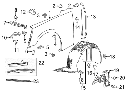 2020 Chevy Camaro Fender & Components Diagram 1 - Thumbnail