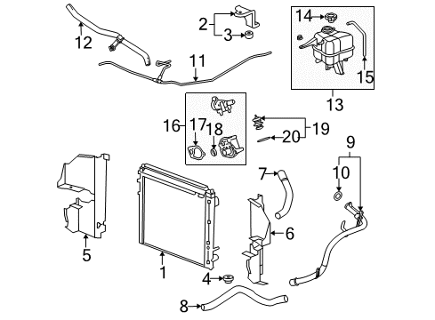 2008 Cadillac SRX Radiator & Components Diagram 1 - Thumbnail