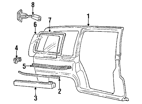 1993 Chevy Lumina APV Body Side Molding, Rear Passenger Side Diagram for 10153430