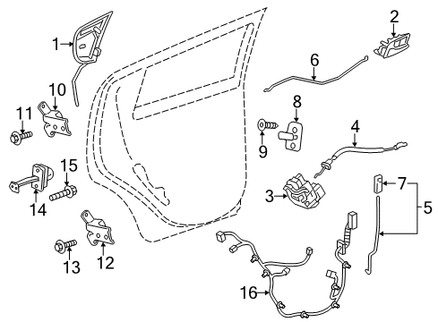 2020 Chevy Sonic Rear Door - Lock & Hardware Diagram 1 - Thumbnail