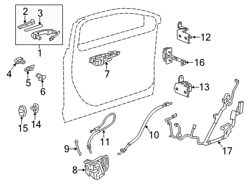 2016 Cadillac ATS Front Door - Lock & Hardware Diagram