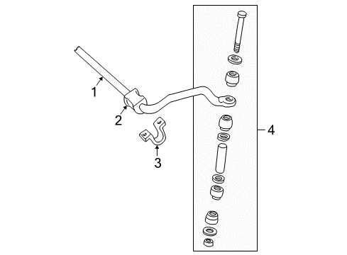 1999 Chevy Express 3500 Stabilizer Bar & Components - Front Diagram