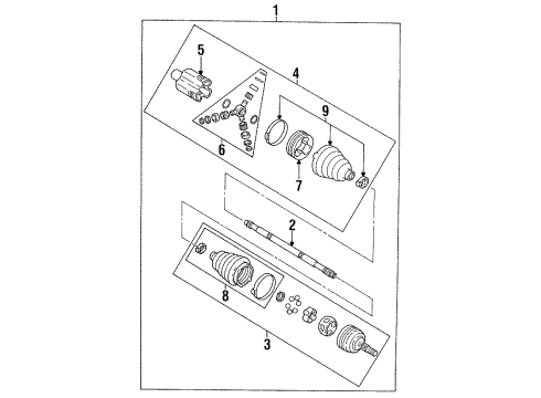 1999 Oldsmobile Aurora Drive Axles - Front Diagram