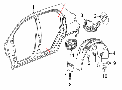 2022 Chevy Equinox Quarter Panel & Components Diagram