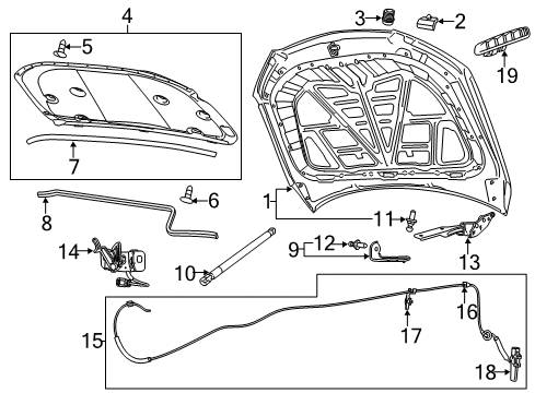 2017 Chevy SS Hood & Components Diagram