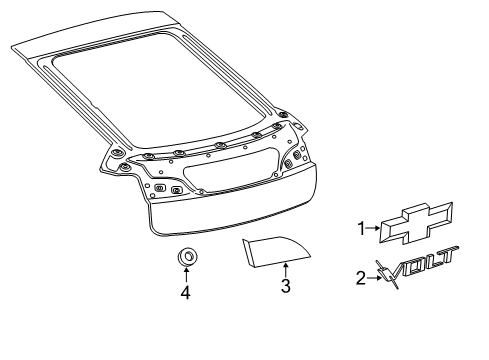 2012 Chevy Volt Exterior Trim - Lift Gate Diagram