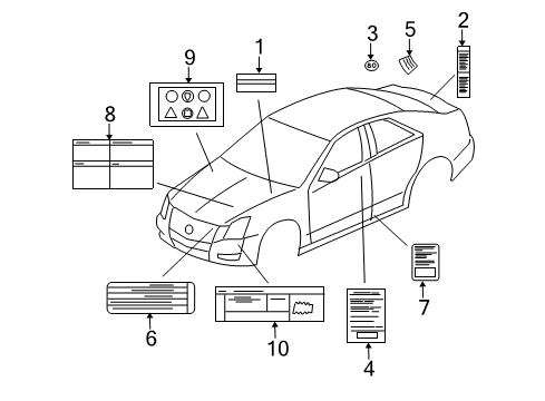 2008 Cadillac CTS Information Labels Diagram