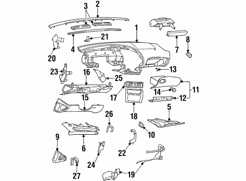 1995 Oldsmobile Aurora Air Deflector Diagram for 25634652