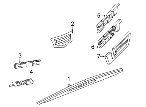 2022 Cadillac CT5 Exterior Trim - Trunk Diagram
