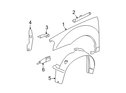 2007 Pontiac Grand Prix Fender & Components Diagram