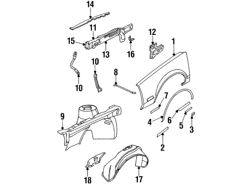 1985 Buick Skylark Nameplate, Front Diagram for 1262143