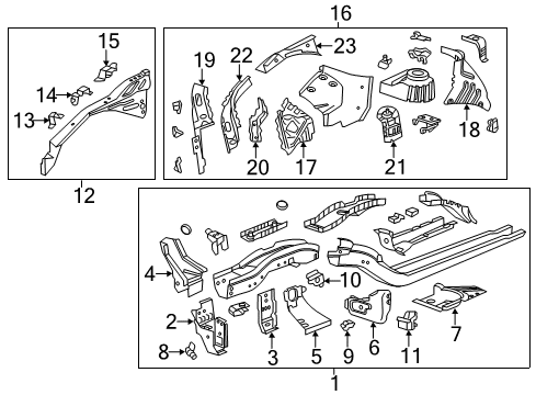 2012 Chevy Volt Structural Components & Rails Diagram