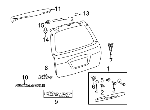 2004 Pontiac Vibe Exterior Trim - Lift Gate Diagram