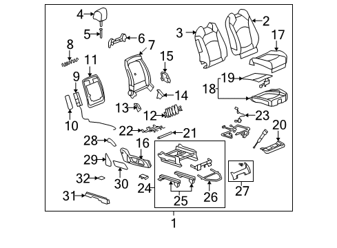 2010 GMC Acadia Seat Back Cover, Titanium, Passenger Side Diagram for 20864325