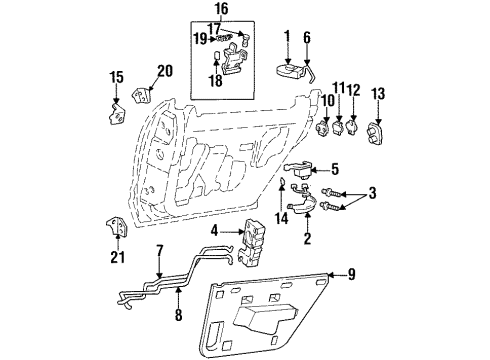 1999 Oldsmobile Aurora Rear Door - Lock & Hardware Diagram