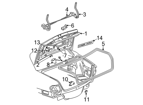 2005 Buick LeSabre Trunk Lid & Components, Exterior Trim Diagram