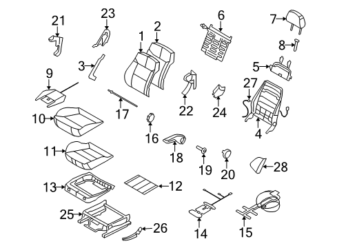 2008 Saturn Astra Seat Back Pad, Front Diagram for 13240103